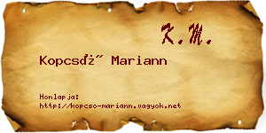Kopcsó Mariann névjegykártya