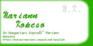 mariann kopcso business card