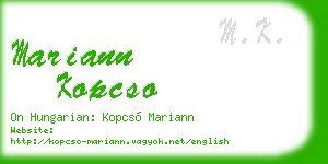 mariann kopcso business card